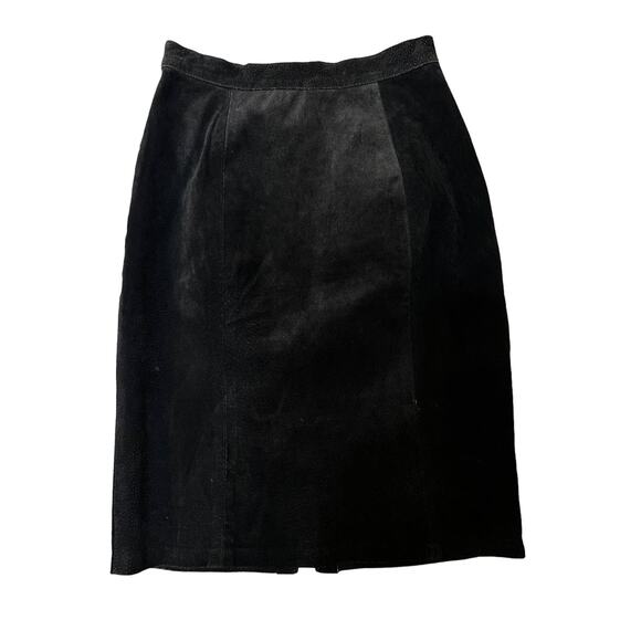 Vintage Black Leather Skirt - Picture 2 of 5